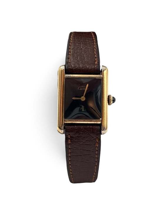 Cartier Accessories - Must de Cartier Tank Vermeil Black Dial Watch 21mm